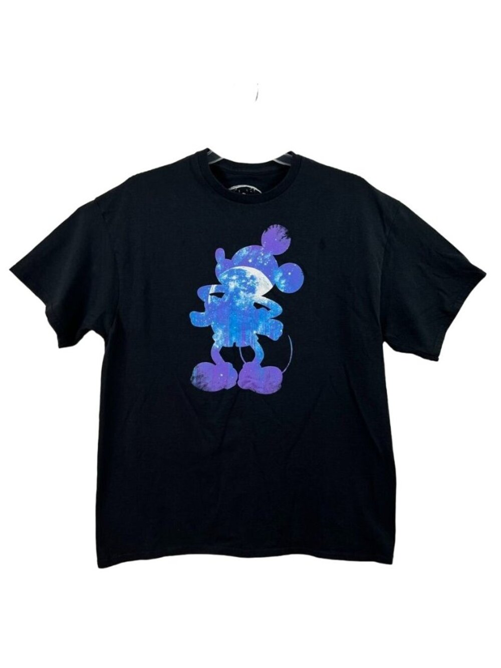 Disney Silhouette Mickey T-Shirt Unisex XL Galaxy Short Sleeve Black Glow n Dark